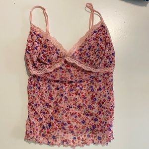 Y2K floral mesh tank top